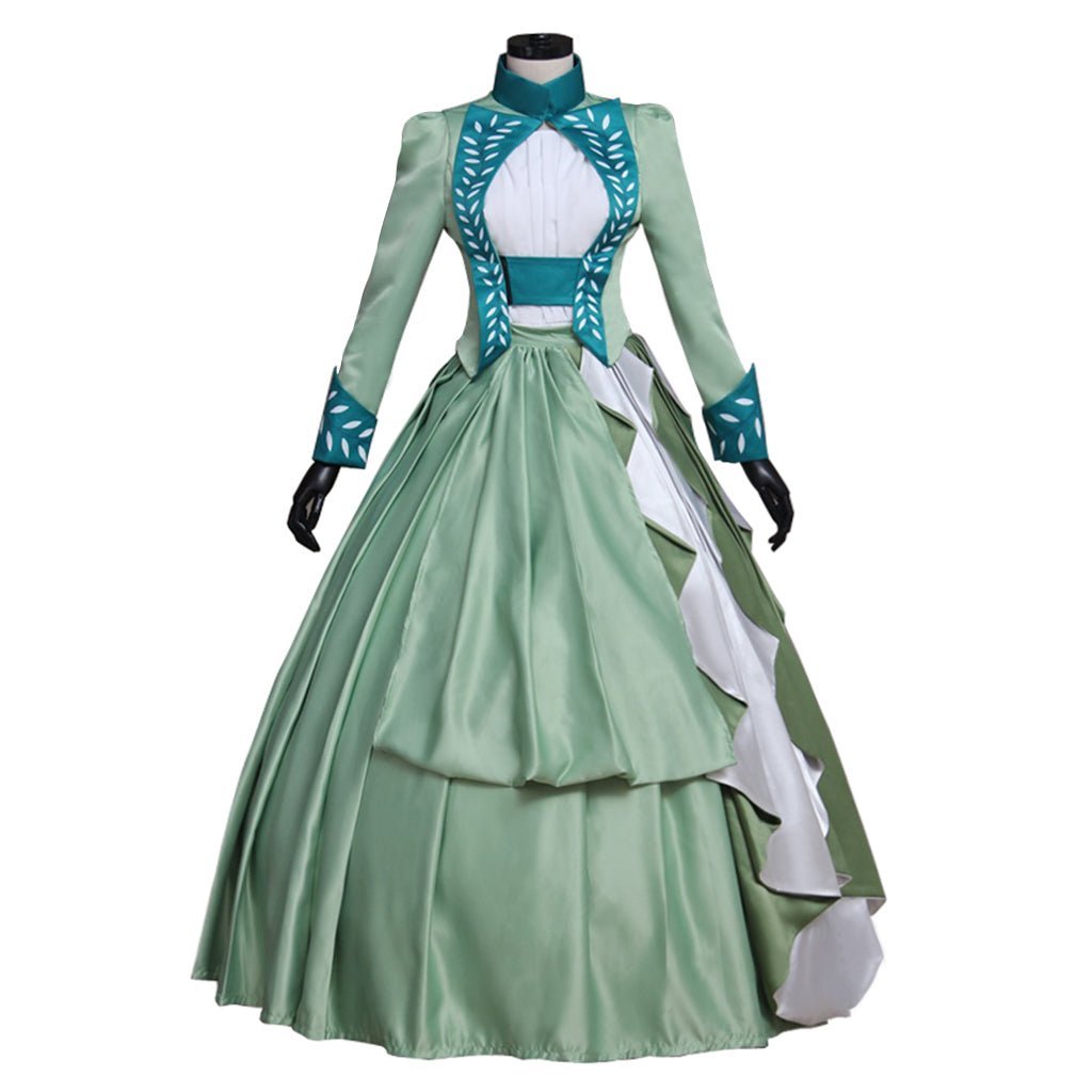 Mina Harker Green Victorian Cosplay Dress - Elegant Women's Bustle Gown-Astricos
