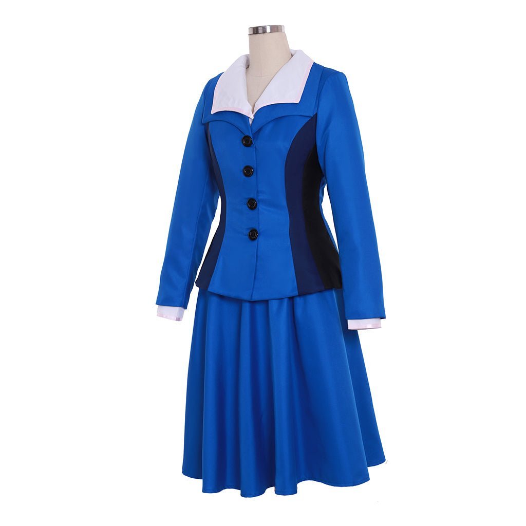 Authentic Peggy Carter Cosplay Costume - 3pcs Blue Skirt Uniform for Women-Astricos