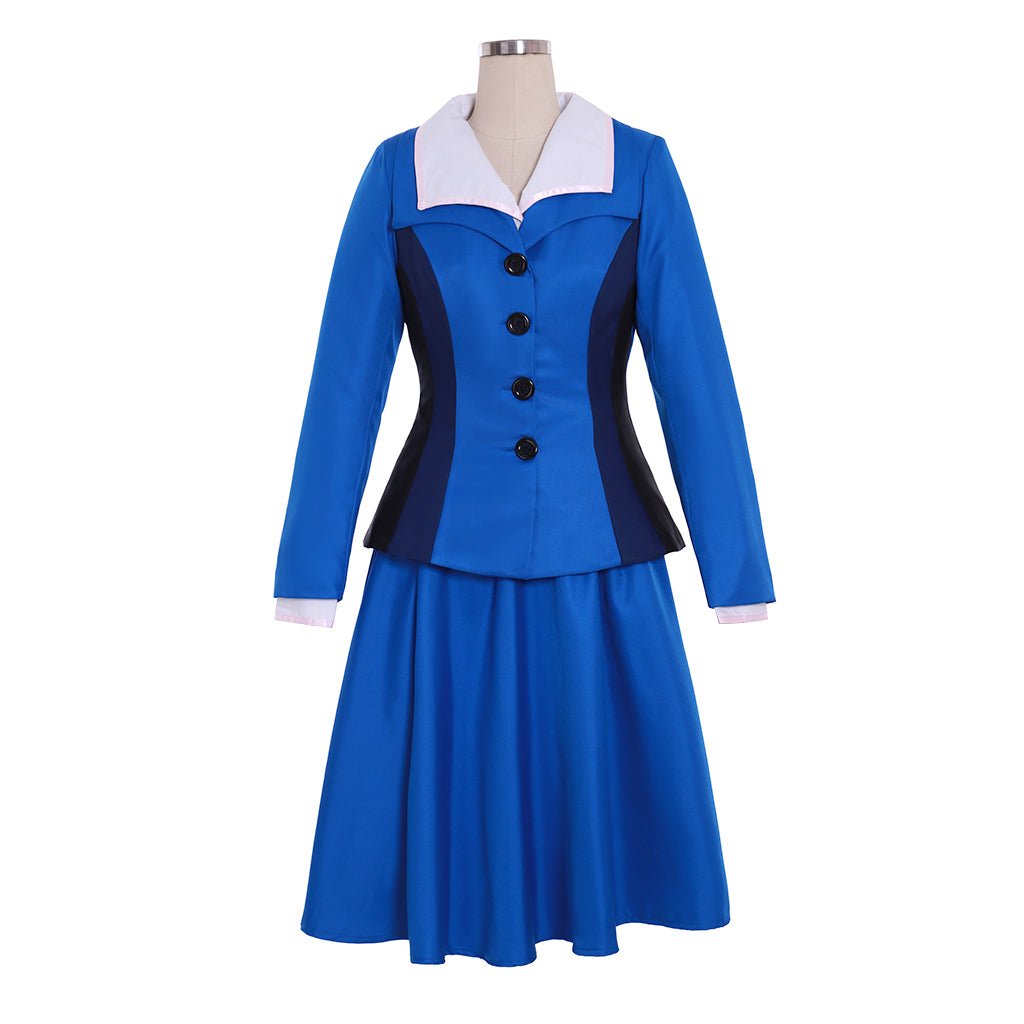 Authentic Peggy Carter Cosplay Costume - 3pcs Blue Skirt Uniform for Women-Astricos