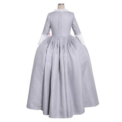 Queen Marie Antoinette Rococo Ball Gown - Grey Victorian Cosplay Costume-Astricos
