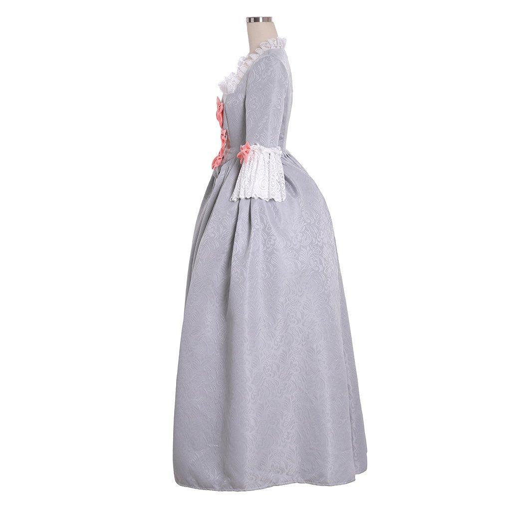 Queen Marie Antoinette Rococo Ball Gown - Grey Victorian Cosplay Costume-Astricos