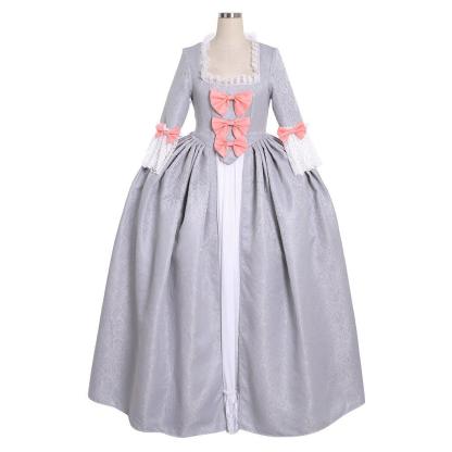 Queen Marie Antoinette Rococo Ball Gown - Grey Victorian Cosplay Costume-Astricos