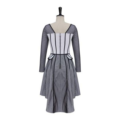 Jane Seymour Six the Musical Cosplay Costume - Elegant Black-Rimmed Dress-Astricos