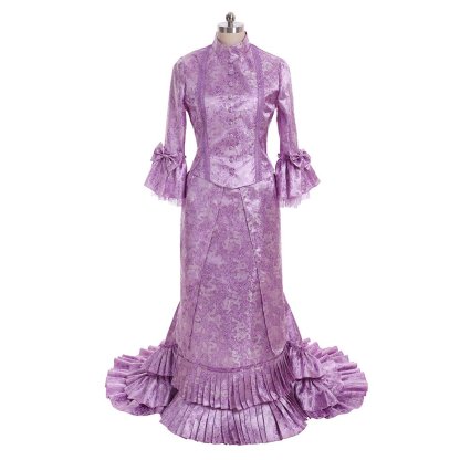 Gothic Victorian Bustle Gown - Purple Medieval Cosplay Dress for Women-Astricos