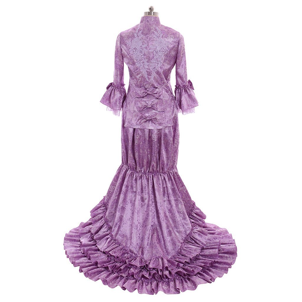 Gothic Victorian Bustle Gown - Purple Medieval Cosplay Dress for Women-Astricos