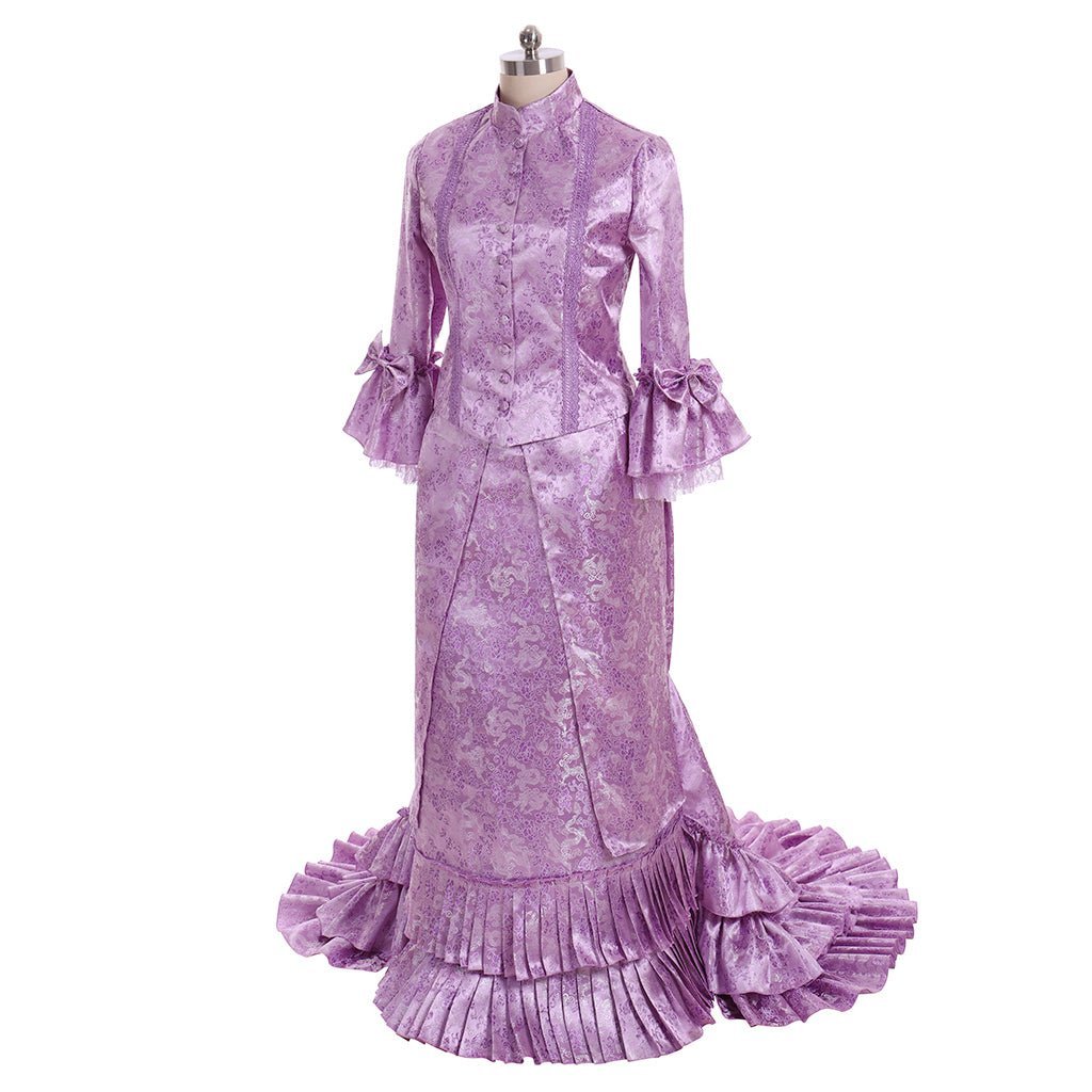 Gothic Victorian Bustle Gown - Purple Medieval Cosplay Dress for Women-Astricos