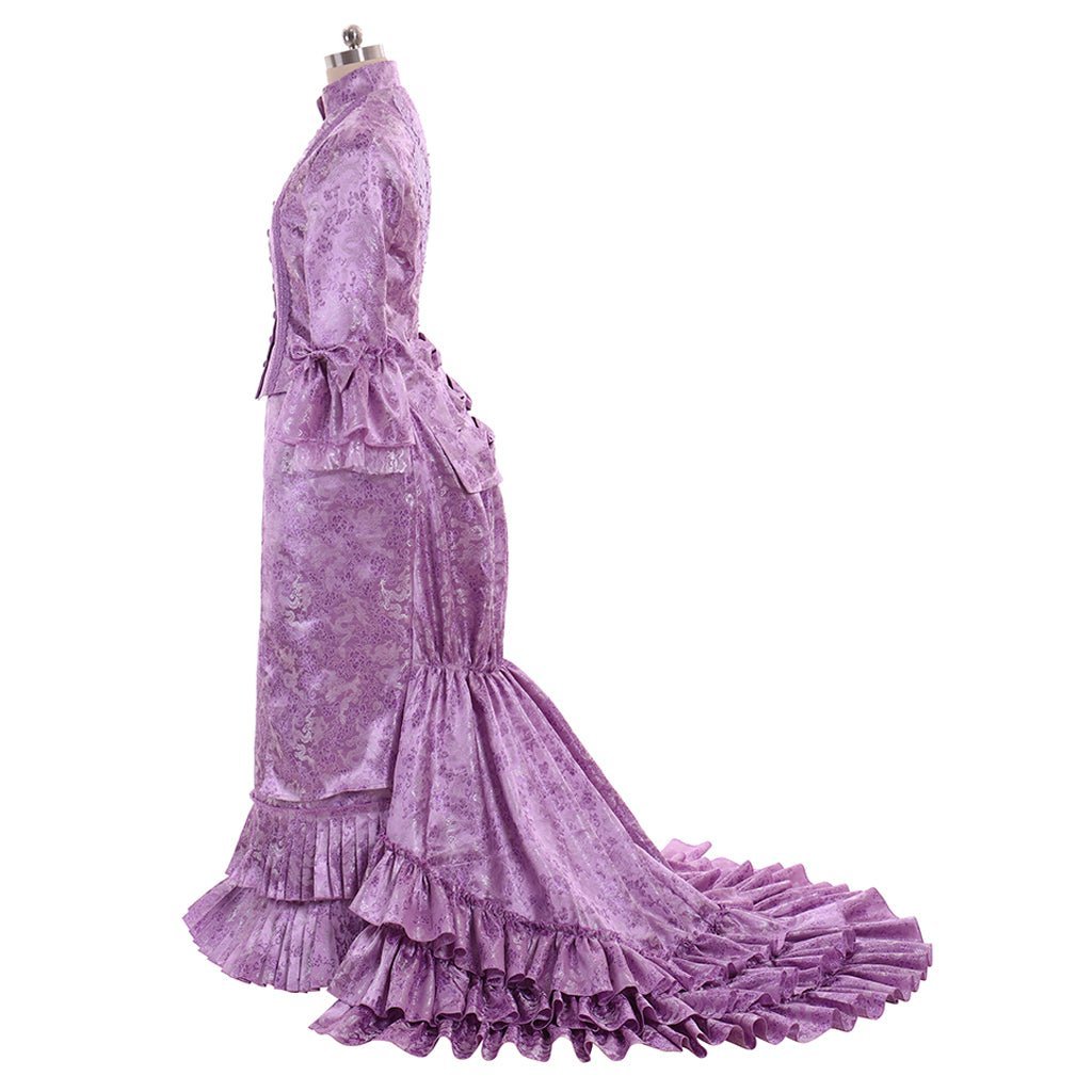 Gothic Victorian Bustle Gown - Purple Medieval Cosplay Dress for Women-Astricos