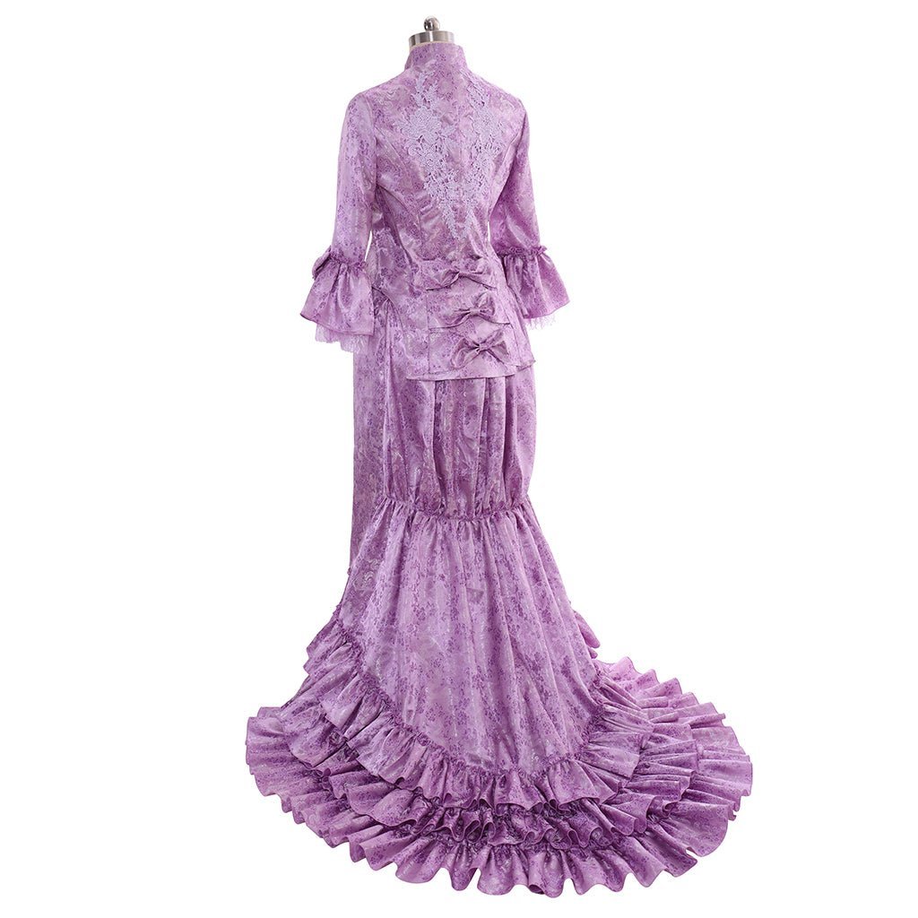 Gothic Victorian Bustle Gown - Purple Medieval Cosplay Dress for Women-Astricos