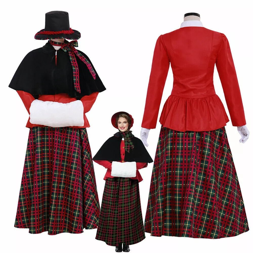 Victorian Christmas Carolers Costume for Women | Elegant Dickens Holiday Dress-Astricos