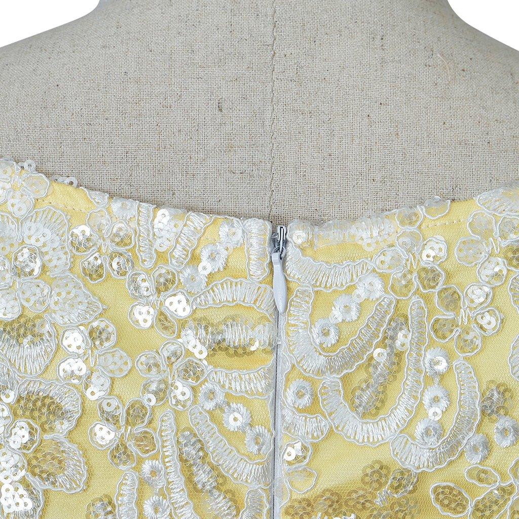 Yellow Sparkling Silk Empire Gown - Regency Style Cosplay Costume | Bridgerton Inspired-Astricos