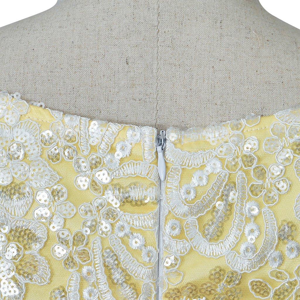 Yellow Sparkling Silk Empire Gown - Regency Style Cosplay Costume | Bridgerton Inspired-Astricos