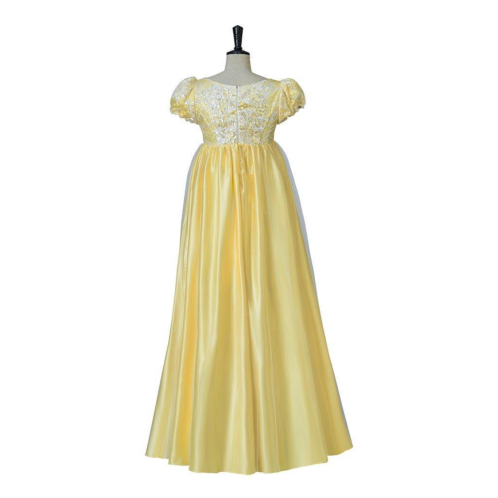 Yellow Sparkling Silk Empire Gown - Regency Style Cosplay Costume | Bridgerton Inspired-Astricos