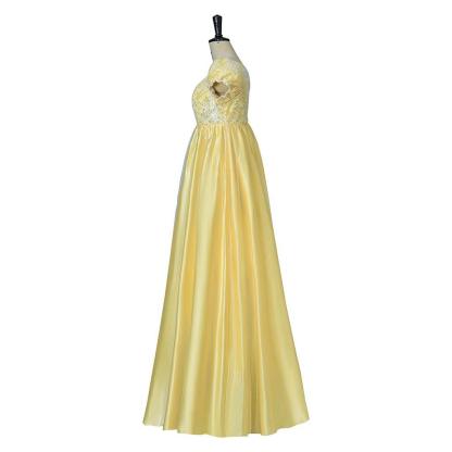 Yellow Sparkling Silk Empire Gown - Regency Style Cosplay Costume | Bridgerton Inspired-Astricos