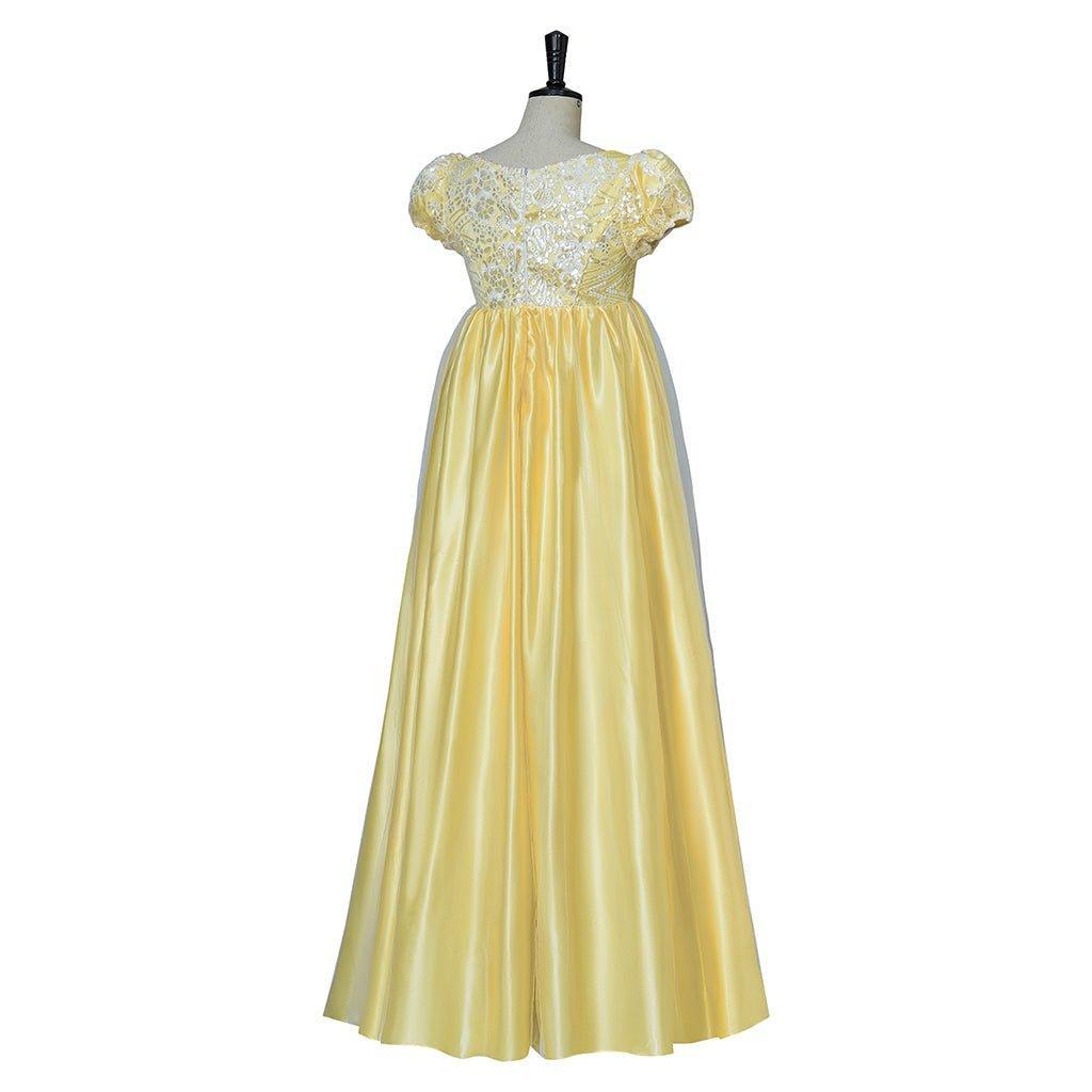Yellow Sparkling Silk Empire Gown - Regency Style Cosplay Costume | Bridgerton Inspired-Astricos