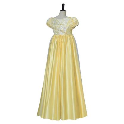 Yellow Sparkling Silk Empire Gown - Regency Style Cosplay Costume | Bridgerton Inspired-Astricos