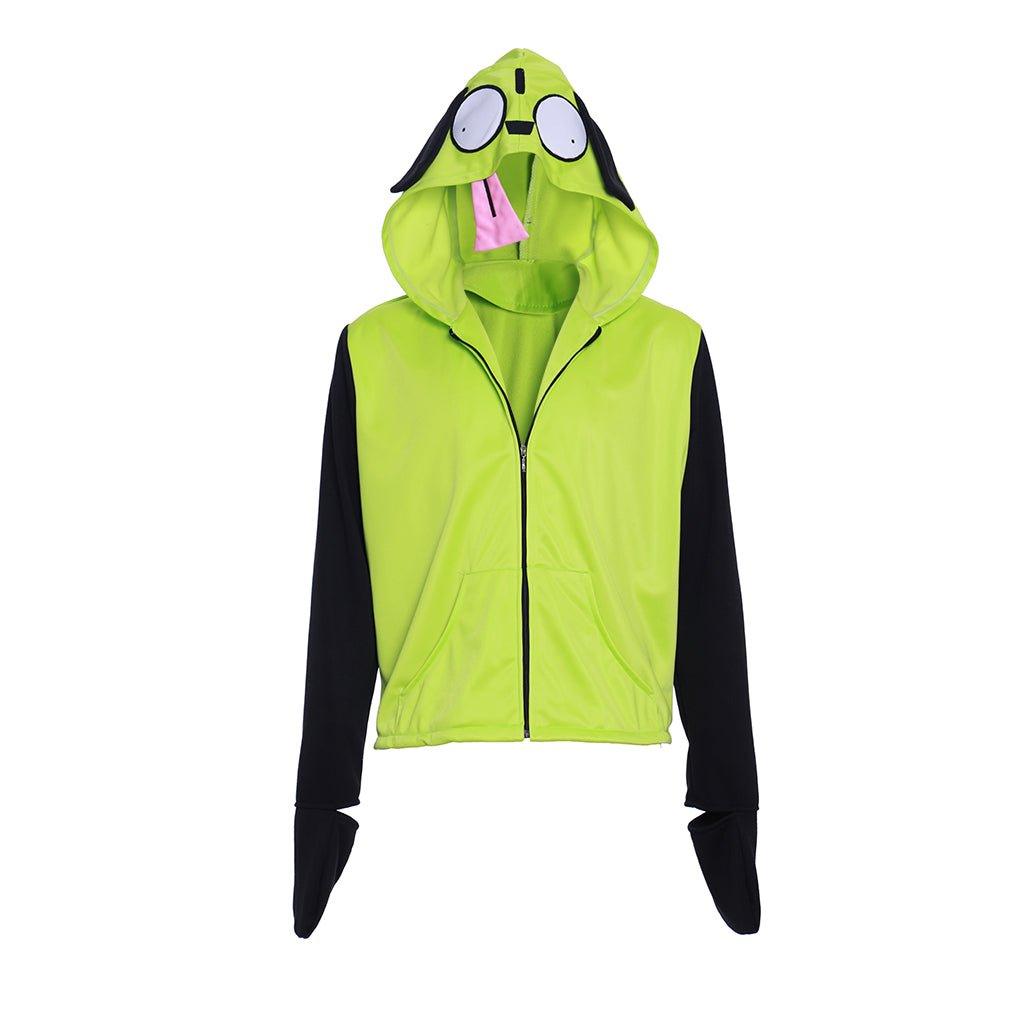Zim Cosplay Hoodie | Invader Zim & Gir Costume Jacket | Men's Casual Zip-Up Pullover Sweatshirt-Astricos