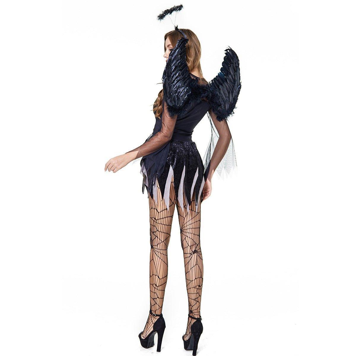 Zombie Dark Angel Women’s Costume | Gothic Evil Angel Cosplay | Halloween Ghost Bride Outfit-Astricos