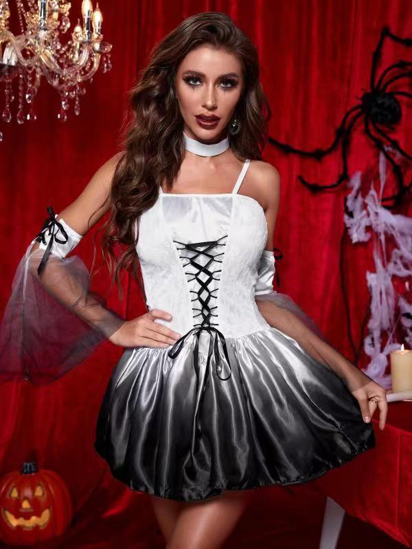 Zombie Dark Angel Women’s Costume | Gothic Evil Angel Cosplay | Halloween Ghost Bride Outfit-Astricos