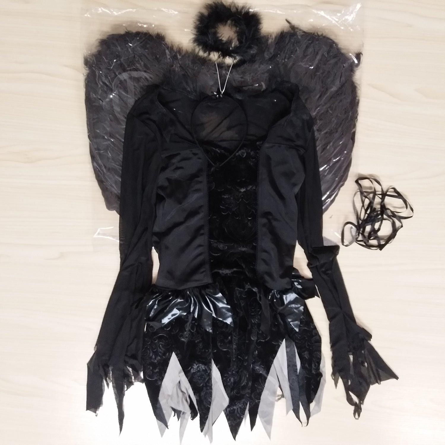 Zombie Dark Angel Women’s Costume | Gothic Evil Angel Cosplay | Halloween Ghost Bride Outfit-Astricos