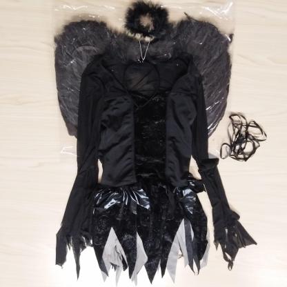 Zombie Dark Angel Women’s Costume | Gothic Evil Angel Cosplay | Halloween Ghost Bride Outfit-Astricos