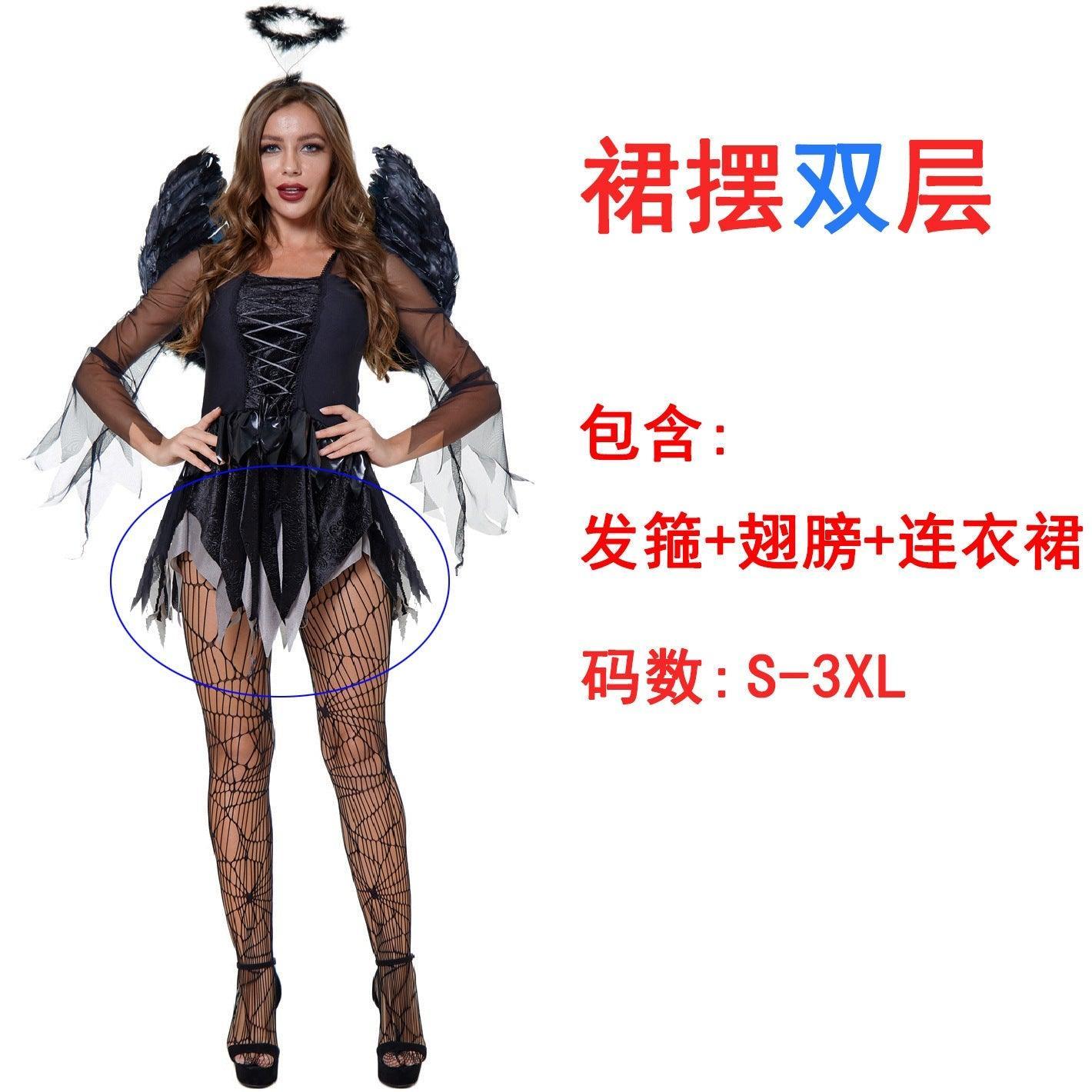Zombie Dark Angel Women’s Costume | Gothic Evil Angel Cosplay | Halloween Ghost Bride Outfit-Astricos