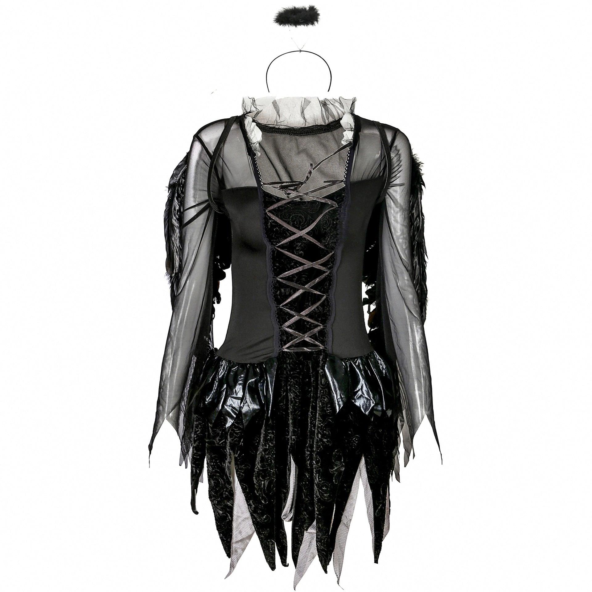 Zombie Dark Angel Women’s Costume | Gothic Evil Angel Cosplay | Halloween Ghost Bride Outfit-Astricos