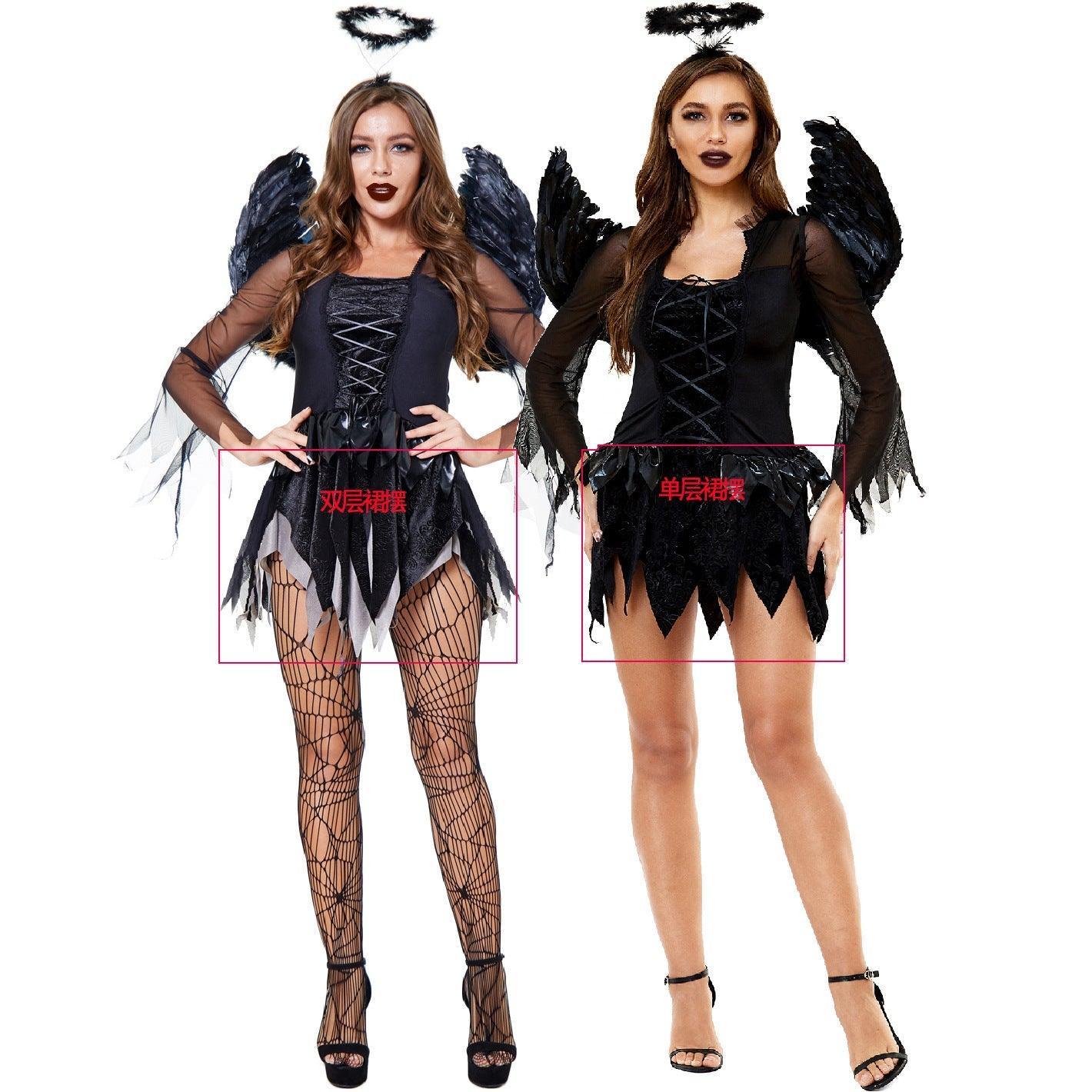 Zombie Dark Angel Women’s Costume | Gothic Evil Angel Cosplay | Halloween Ghost Bride Outfit-Astricos