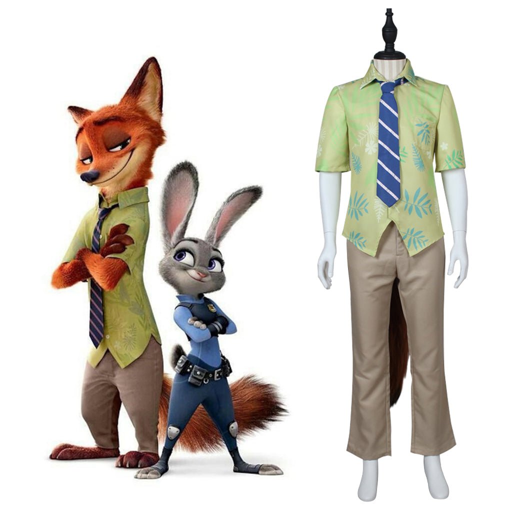 Zootopia Fox Nick Wilde Cosplay Costume Full Set with Ears & Tail for Halloween-Astricos