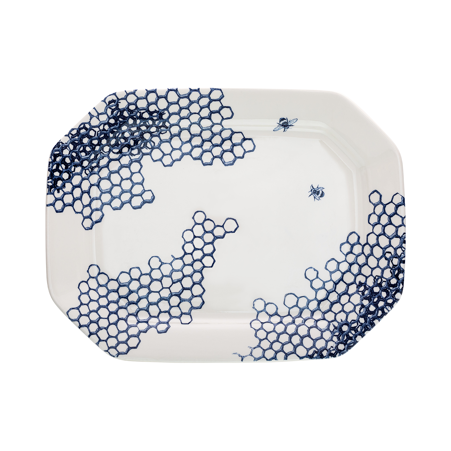 Ink Blue Pollen Rectangular Platter 34cm