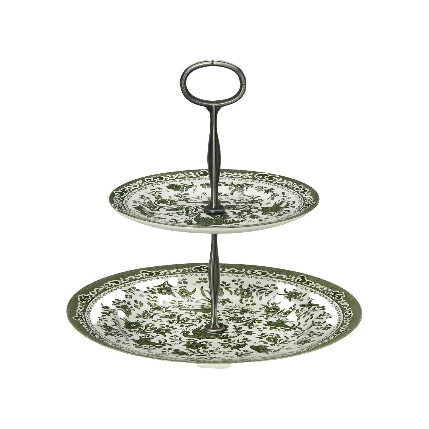 Green Regal Peacock 2 Tier Cake Stand Gift Set