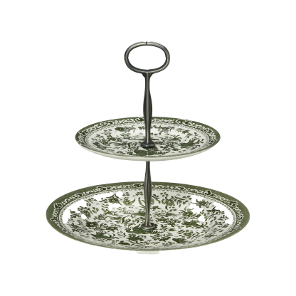 Green Regal Peacock 2 Tier Cake Stand Gift Set