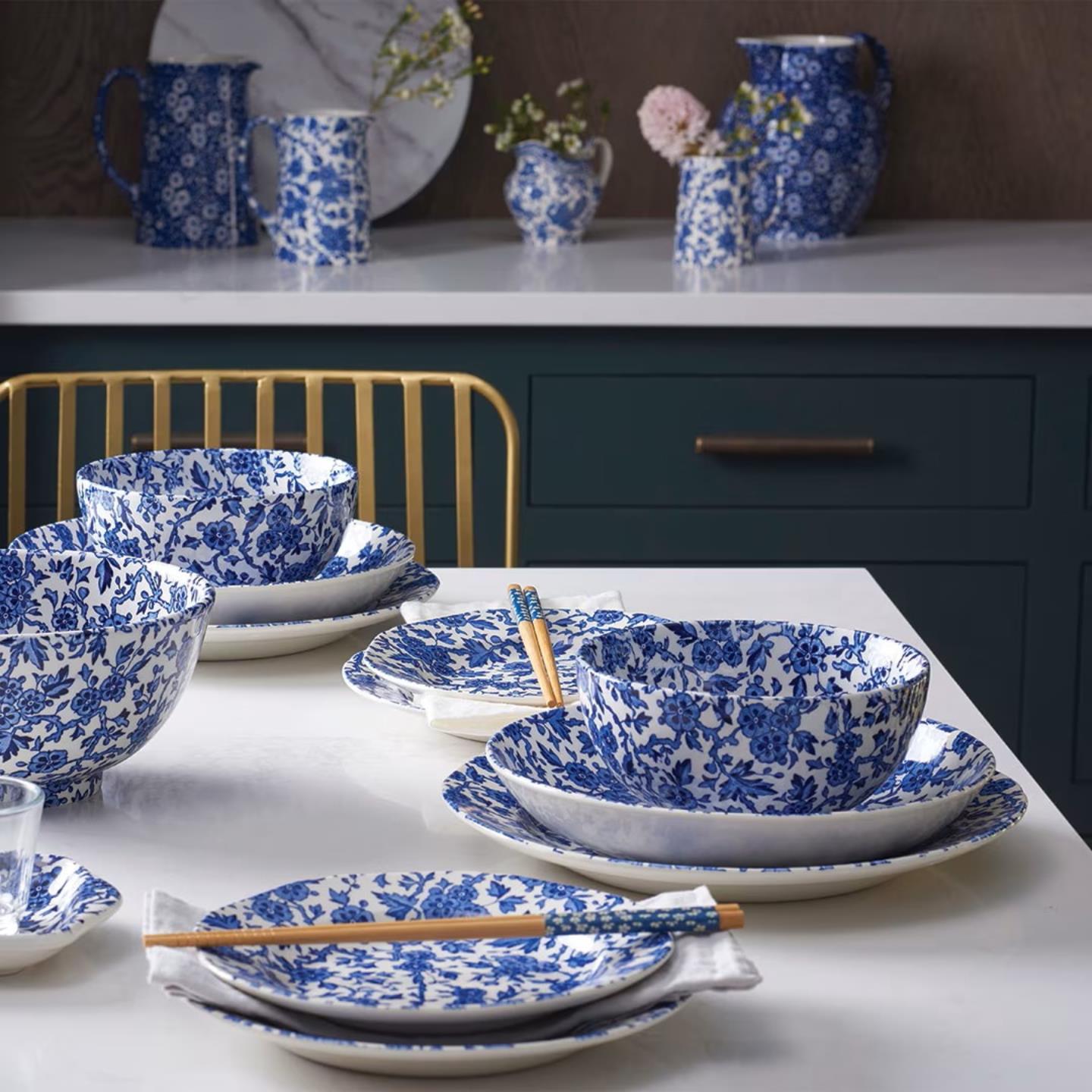 Arden Burleigh ブルーアーデン花柄皿 2枚セット イギリス食器 Burleigh ブルーアーデン カップ&ソーサー