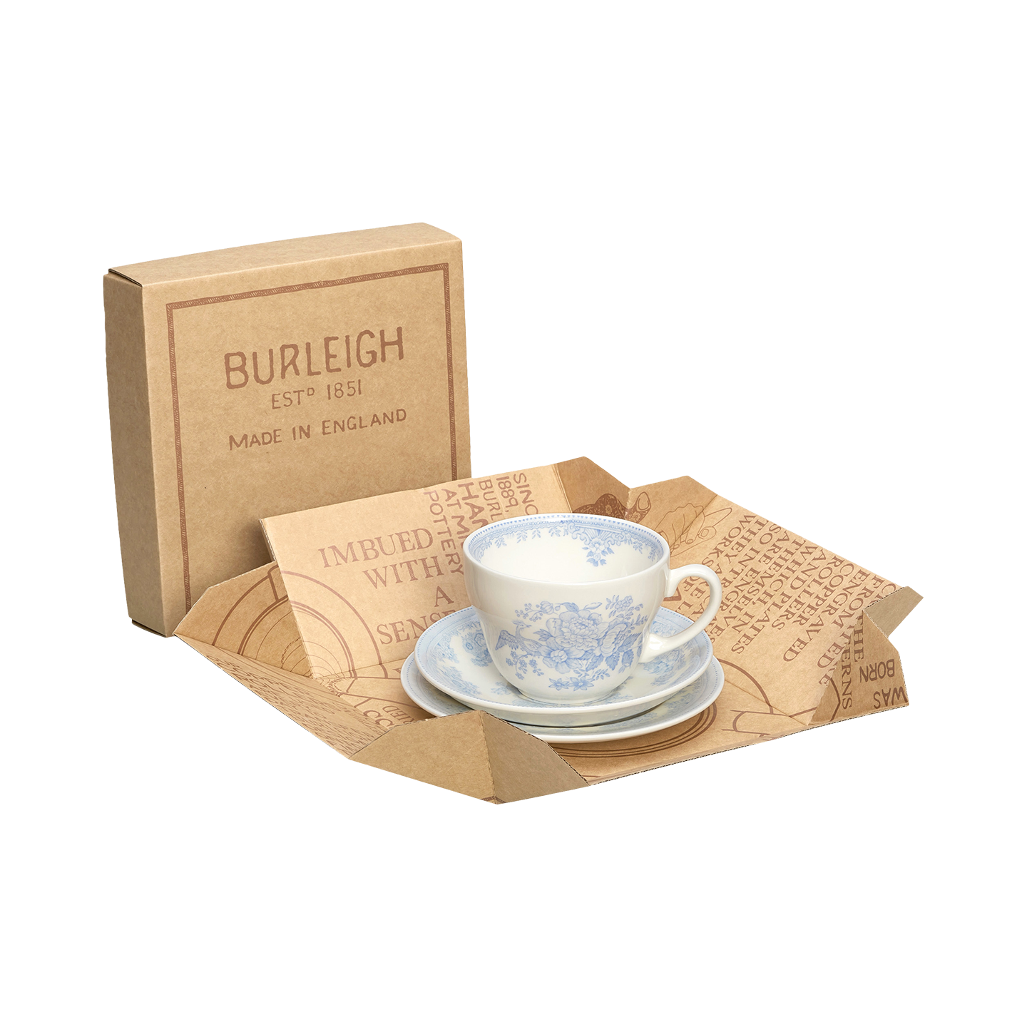 Blue Asiatic Pheasants Breakfast Cup 3 Piece Gift Set