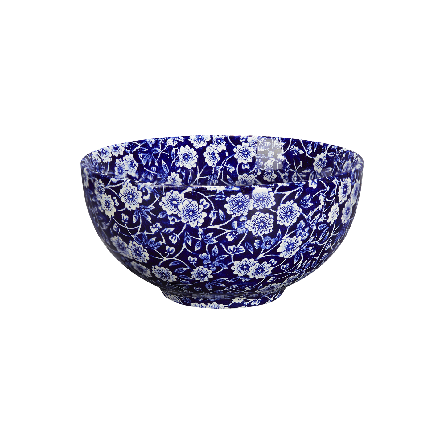 Burleigh Dark Blue Calico バタ-デイッシュ Vintage Burleigh Staffordshire Calico Blue Dessert Bowl Tile