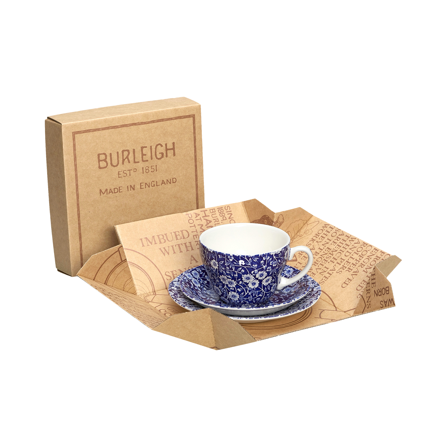 Blue Calico Breakfast Cup 3 Piece Gift Set