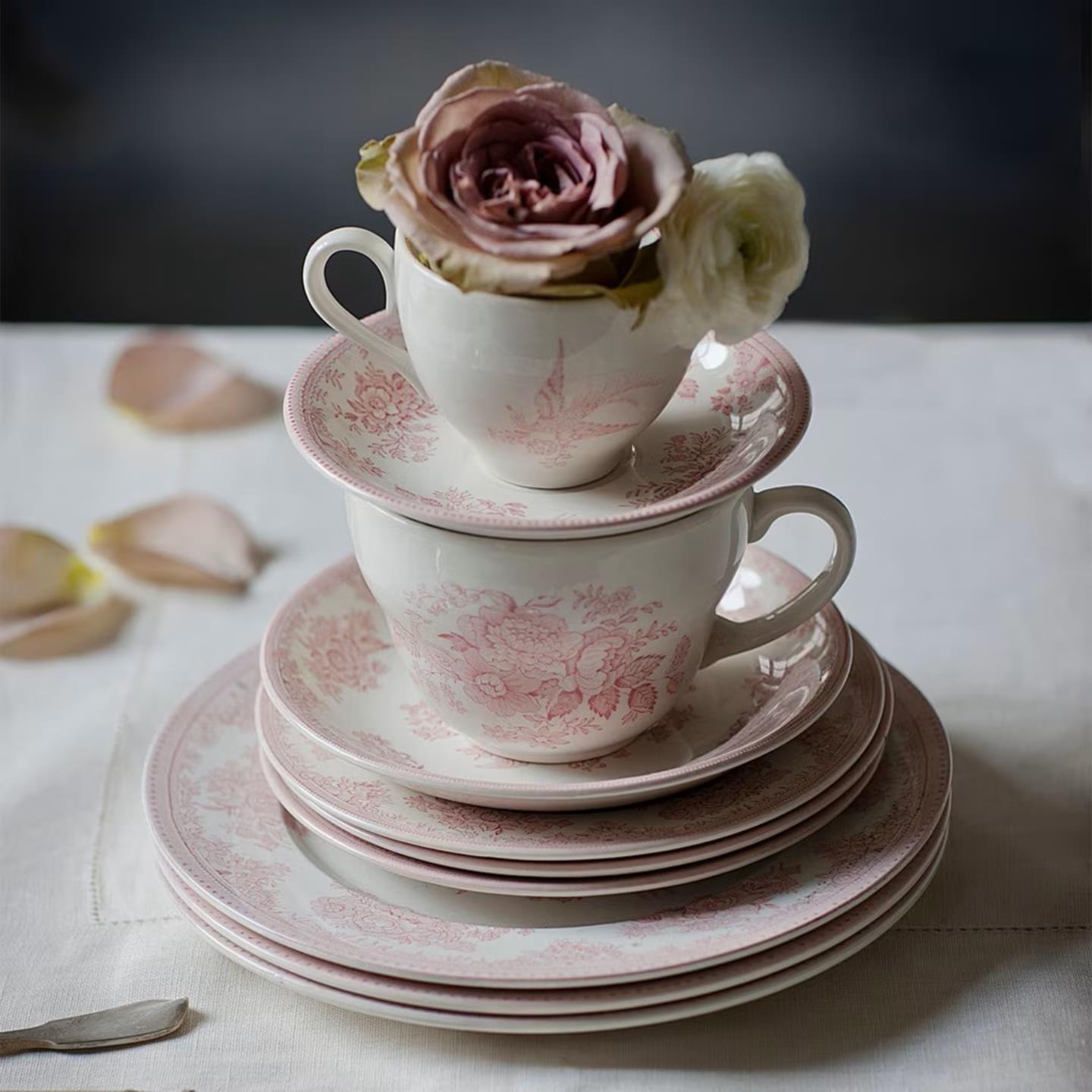 Pink Asiatic Pheasants Breakfast Cup 3 Piece Gift Set