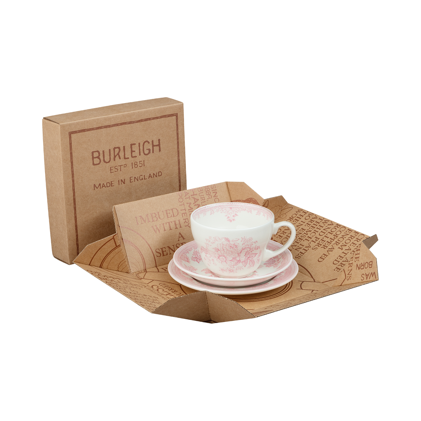 Pink Asiatic Pheasants Breakfast Cup 3 Piece Gift Set