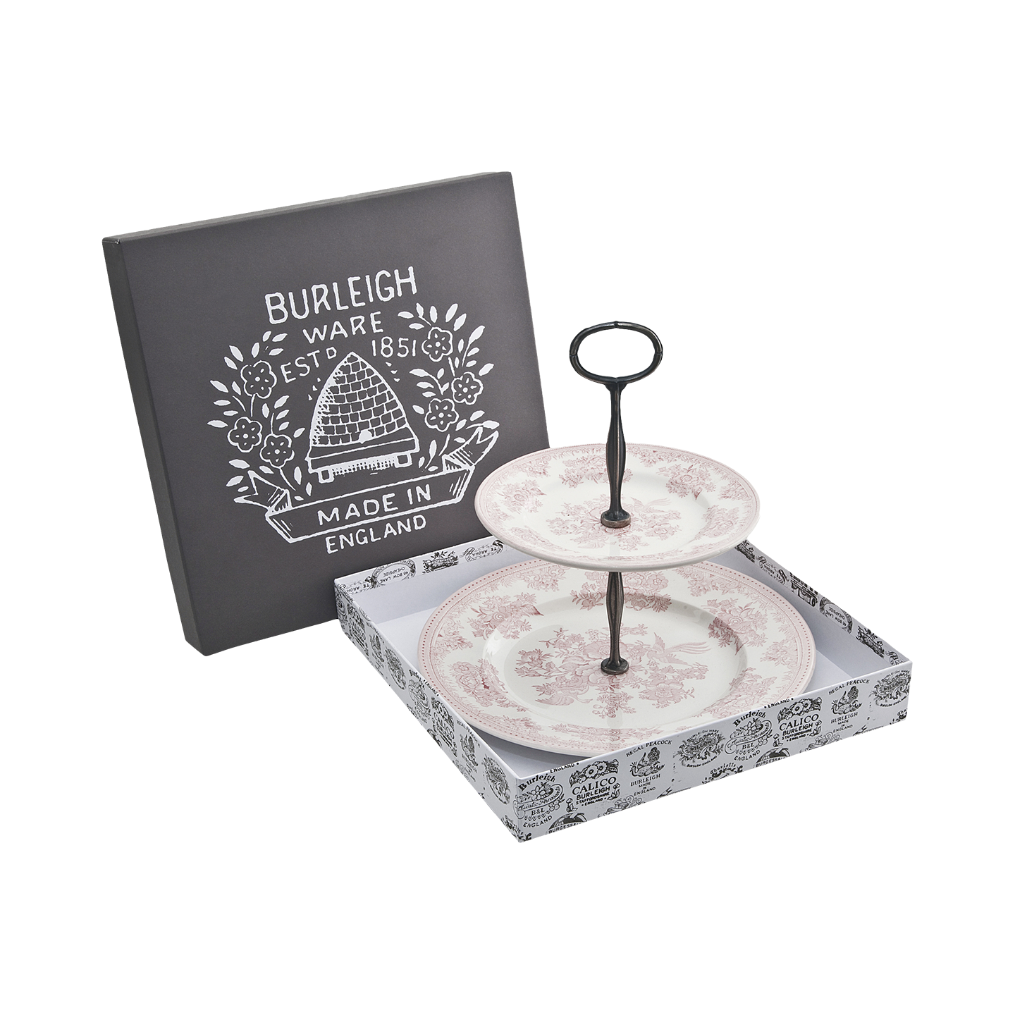 Pink Asiatic Pheasants 2 Tier Cake Stand