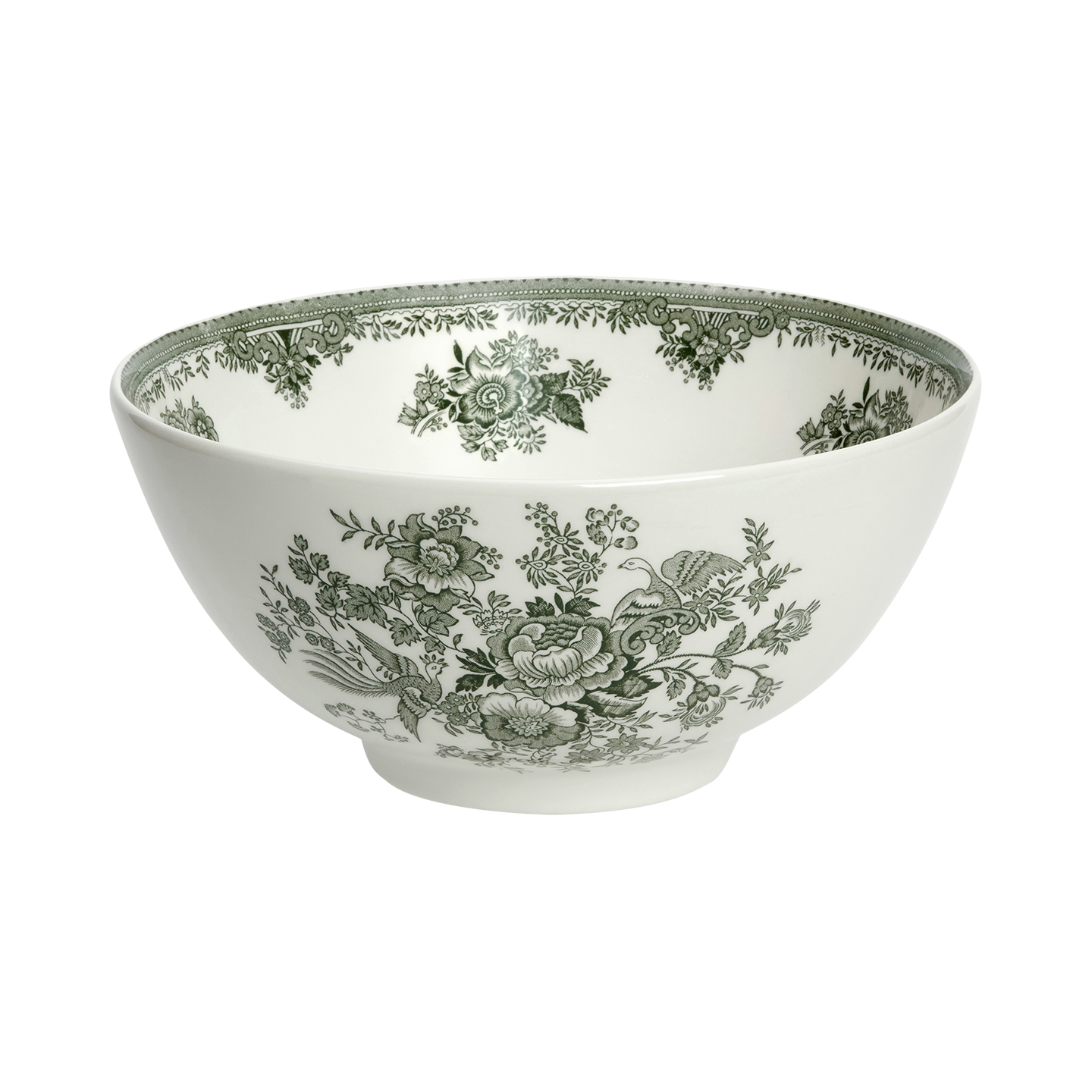 Dark Green Asiatic Pheasants Large Footed Bowl