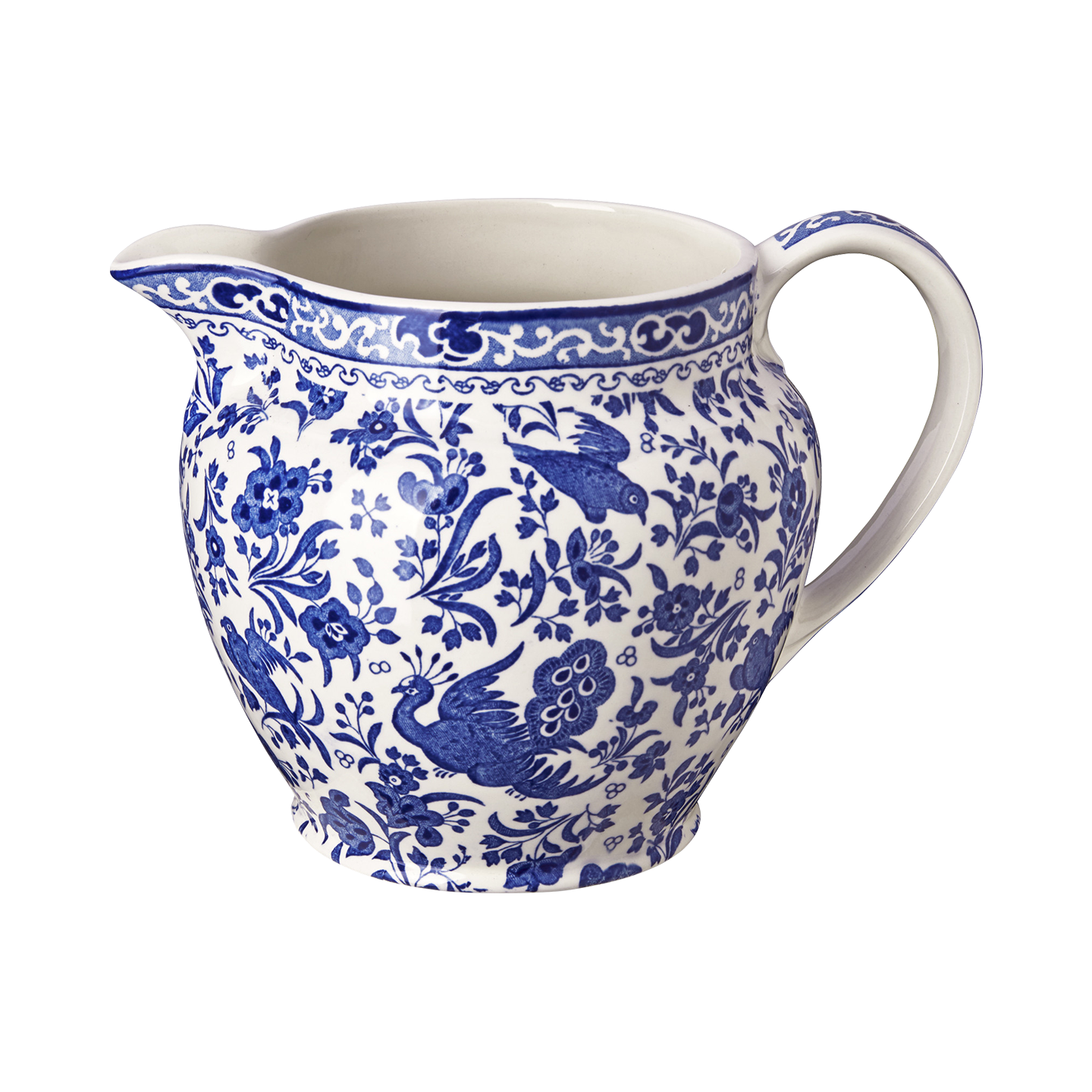 Blue Regal Peacock Large Etruscan Jug 4 Pt