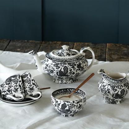 Black Regal Peacock Sugar Bowl