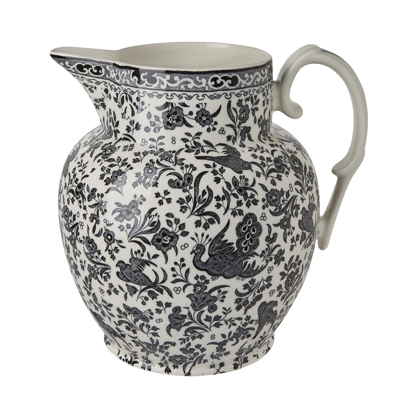 Black Regal Peacock Large Etruscan Jug 4 Pt