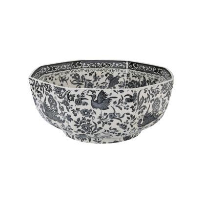 Black Regal Peacock Octagonal Bowl Medium – Burleigh Pottery