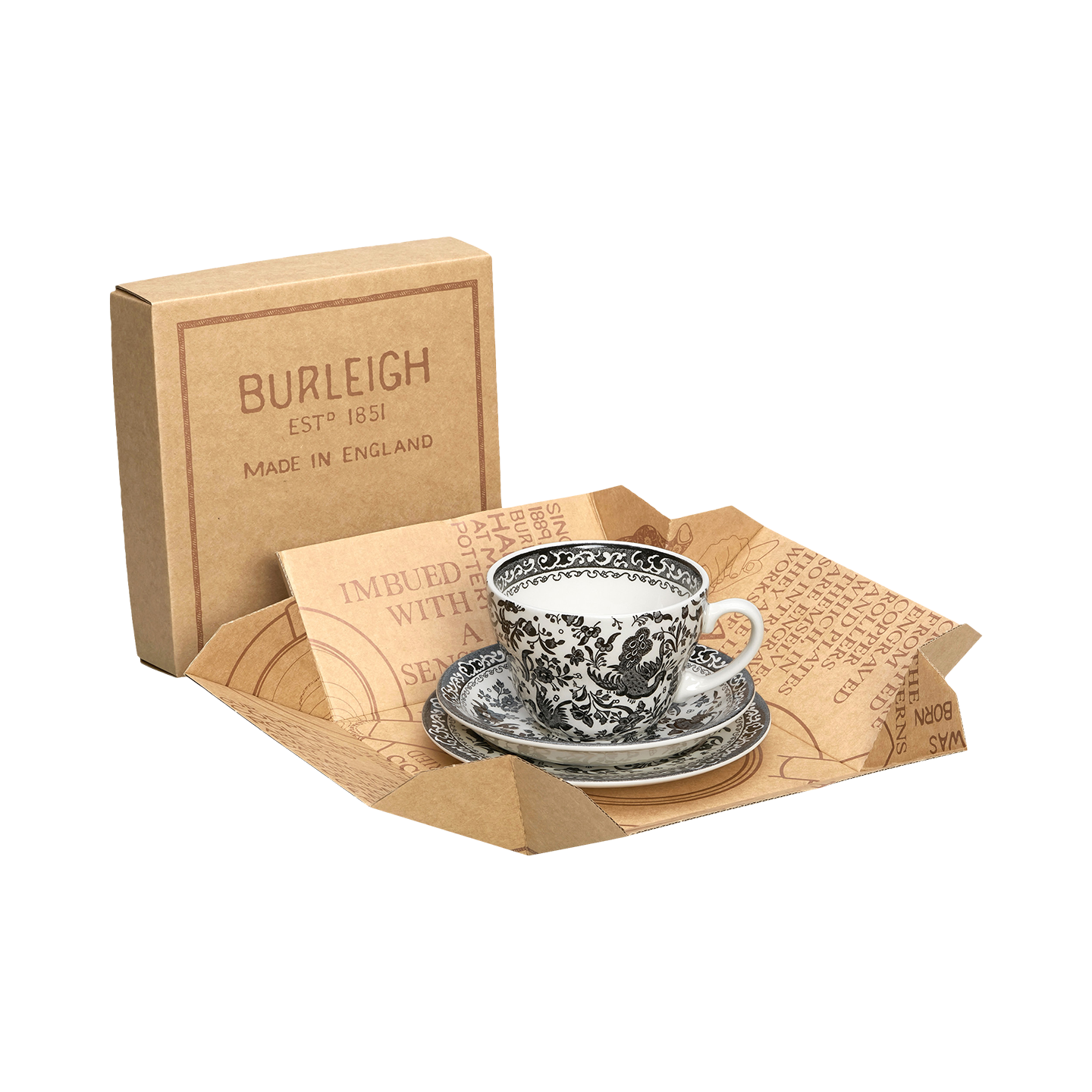 Black Regal Peacock Breakfast Cup 3 Piece Gift Set