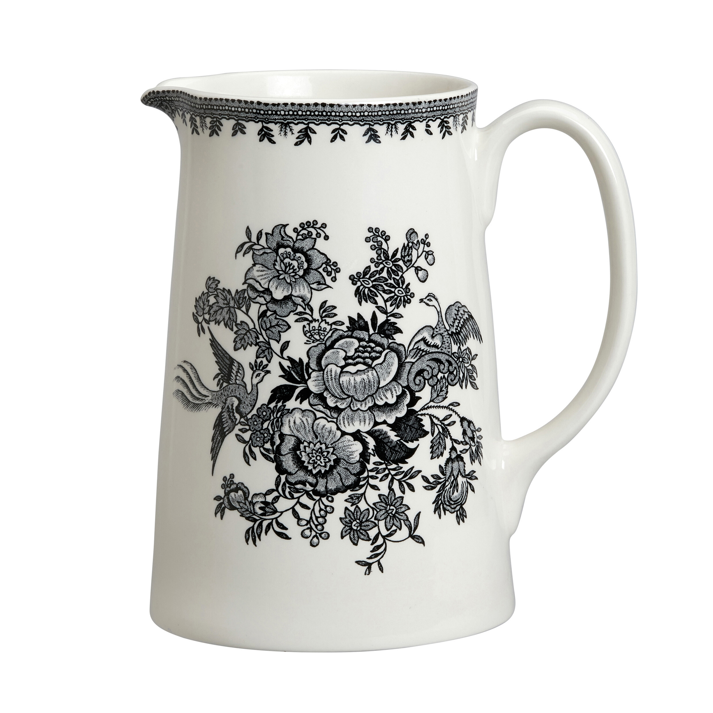 Black Asiatic Pheasants Tankard Jug Large 1.1 Litre 2 Pt