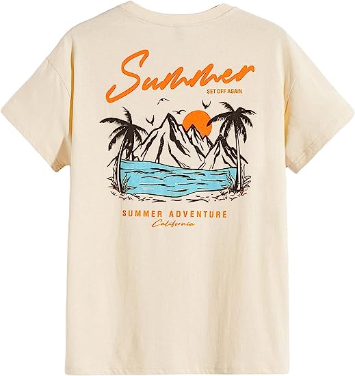 Men's Graphic Tees Letter Print Short Sleeve T Shirts Summer Tee Top