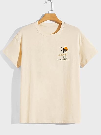 Men's Graphic Tees Letter Print Short Sleeve T Shirts Summer Tee Top