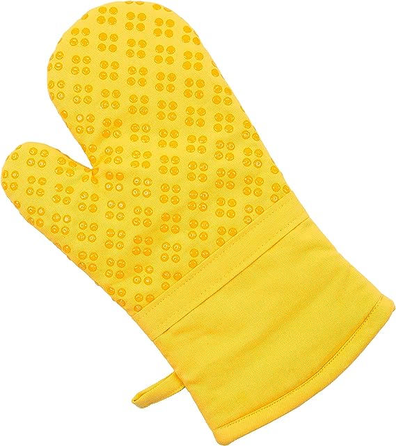 Kitchen Towels Dishcloths Oven Mitts and Pot Holders Set of 9,  100% Cotton Terry Dish Towels & Dish Cloths, Non-Slip Silicone, Yellow