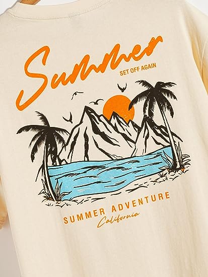 Men's Graphic Tees Letter Print Short Sleeve T Shirts Summer Tee Top