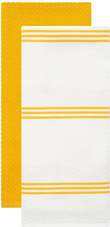 Kitchen Towels Dishcloths Oven Mitts and Pot Holders Set of 9,  100% Cotton Terry Dish Towels & Dish Cloths, Non-Slip Silicone, Yellow